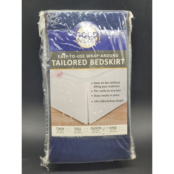 GOLD NEWS Bedding Split Corner Solid Navy Blue Bed Skirt Tailored